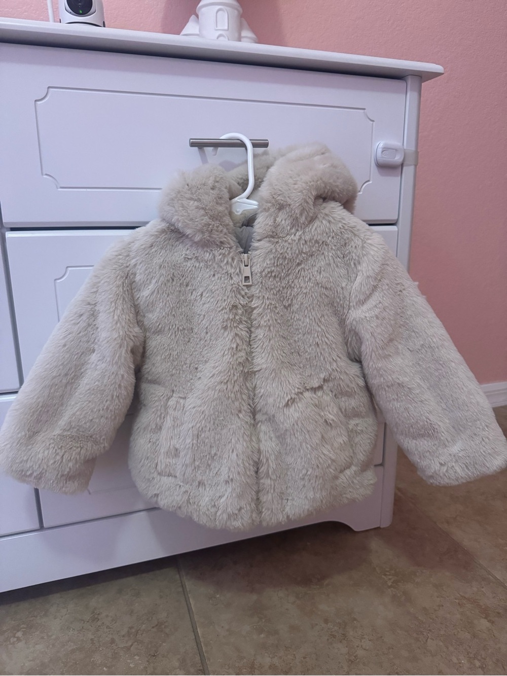 Zara Cream Plush Hooded Puffer Jacket